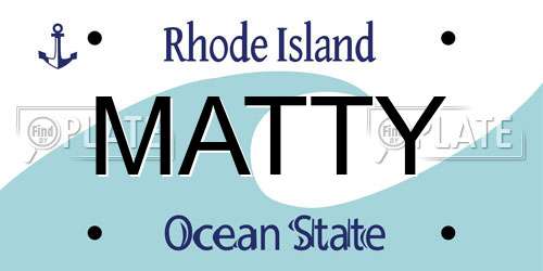 MATTY Rhode Island License Plate