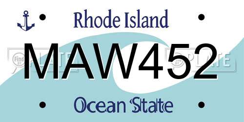 MAW452 Rhode Island License Plate