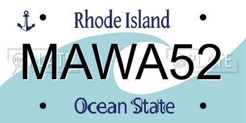 MAWA52 Rhode Island License Plate