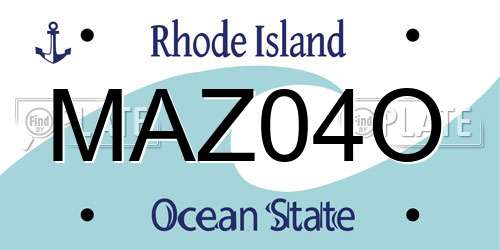 MAZ04O Rhode Island License Plate