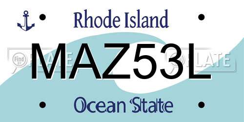 MAZ53L Rhode Island License Plate