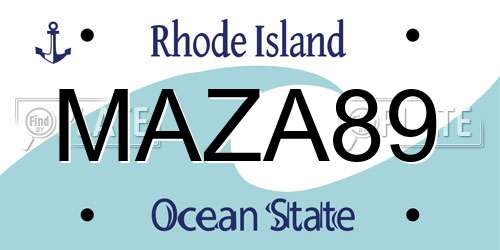 MAZA89 Rhode Island License Plate