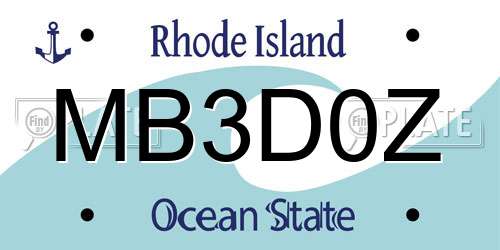 MB3D0Z Rhode Island License Plate