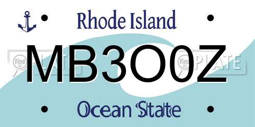 MB3O0Z Rhode Island License Plate
