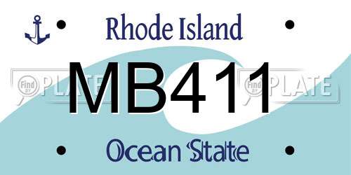 MB411 Rhode Island License Plate