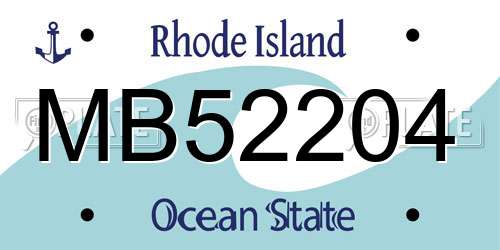 MB52204 Rhode Island License Plate