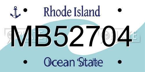 MB52704 Rhode Island License Plate