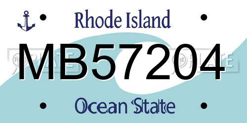 MB57204 Rhode Island License Plate