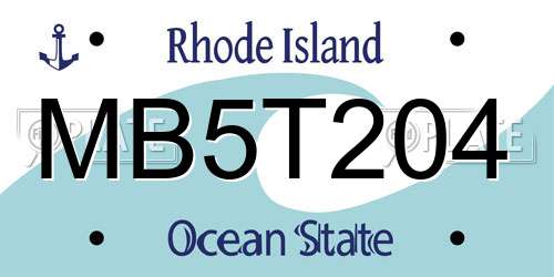 MB5T204 Rhode Island License Plate