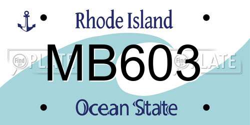 MB603 Rhode Island License Plate