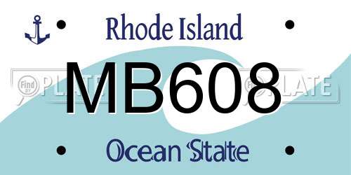 MB608 Rhode Island License Plate
