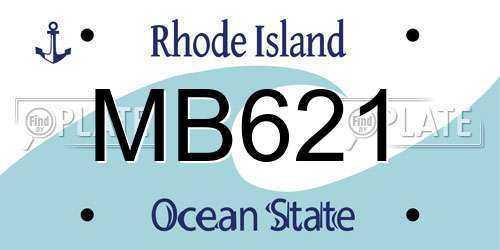 MB621 Rhode Island License Plate