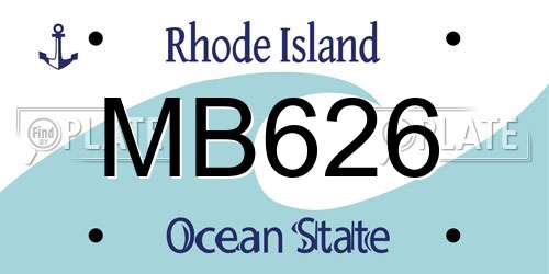 MB626 Rhode Island License Plate