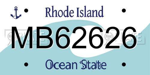 MB62626 Rhode Island License Plate