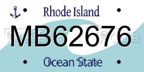 MB62676 Rhode Island License Plate