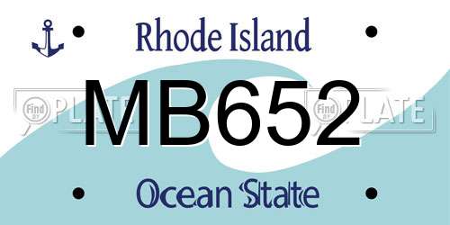 MB652 Rhode Island License Plate