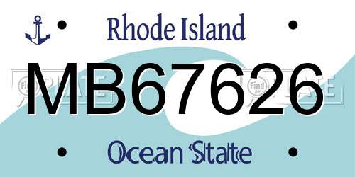 MB67626 Rhode Island License Plate