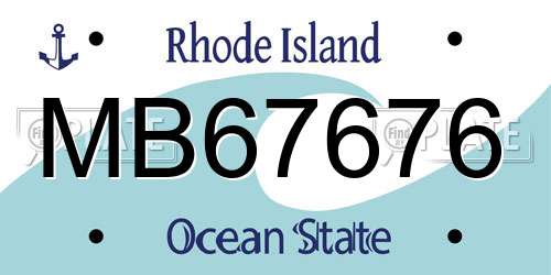 MB67676 Rhode Island License Plate
