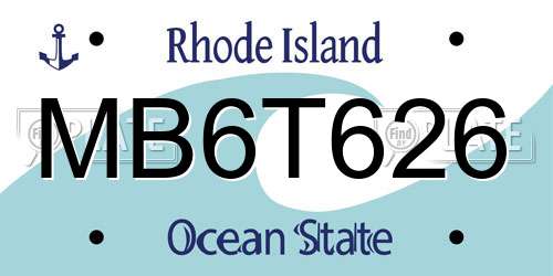 MB6T626 Rhode Island License Plate