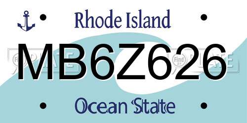 MB6Z626 Rhode Island License Plate
