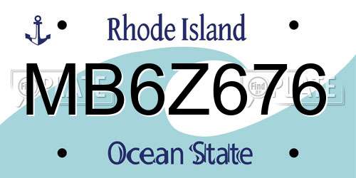 MB6Z676 Rhode Island License Plate