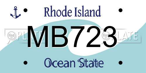 MB723 Rhode Island License Plate