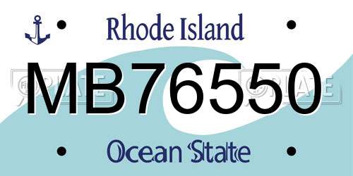 MB76550 Rhode Island License Plate