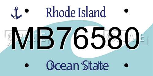 MB76580 Rhode Island License Plate