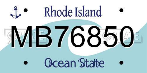 MB76850 Rhode Island License Plate