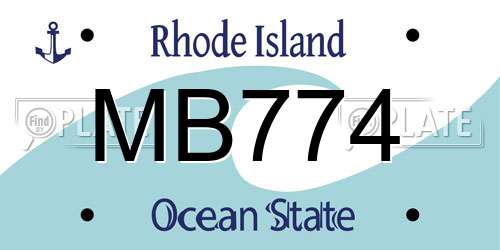 MB774 Rhode Island License Plate