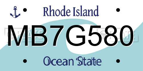 MB7G580 Rhode Island License Plate
