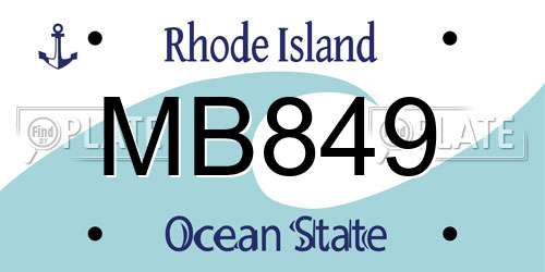 MB849 Rhode Island License Plate
