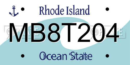 MB8T204 Rhode Island License Plate