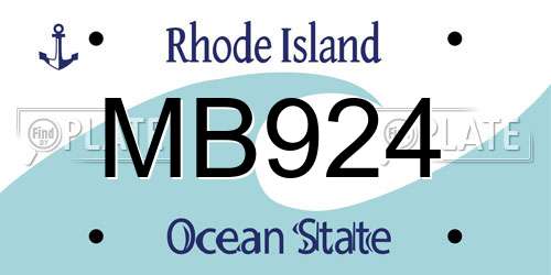MB924 Rhode Island License Plate