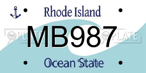 MB987 Rhode Island License Plate
