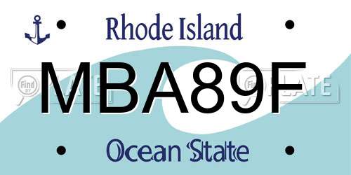 MBA89F Rhode Island License Plate