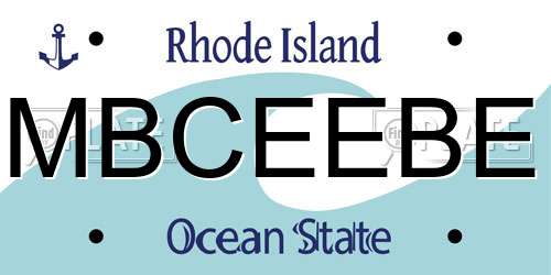 MBCEEBE Rhode Island License Plate