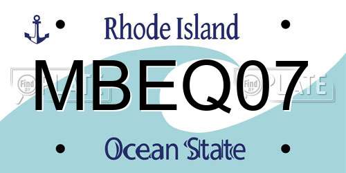 MBEQ07 Rhode Island License Plate