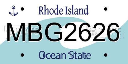 MBG2626 Rhode Island License Plate