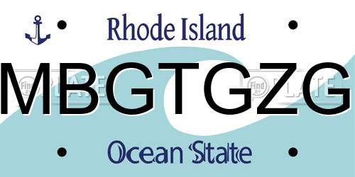 MBGTGZG Rhode Island License Plate