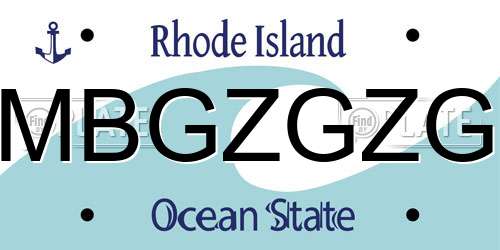 MBGZGZG Rhode Island License Plate