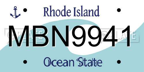 MBN9941 Rhode Island License Plate