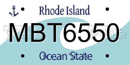 MBT6550 Rhode Island License Plate