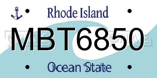 MBT6850 Rhode Island License Plate