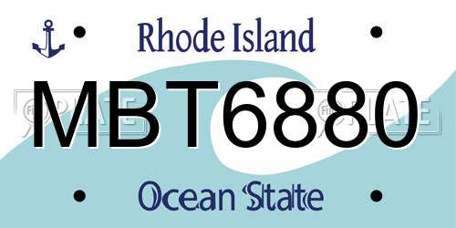 MBT6880 Rhode Island License Plate