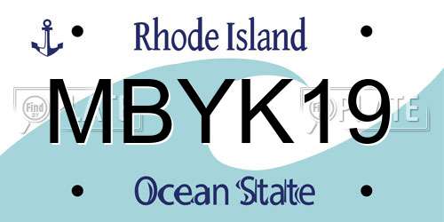 MBYK19 Rhode Island License Plate