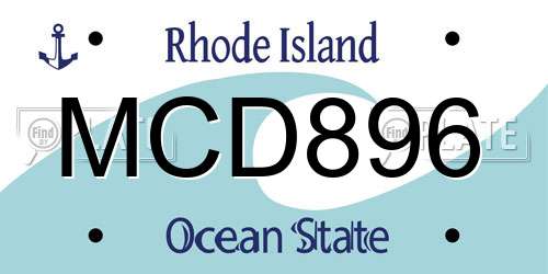 MCD896 Rhode Island License Plate