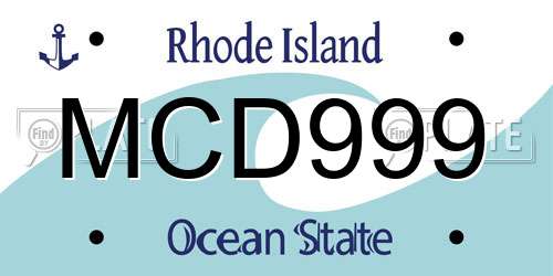 MCD999 Rhode Island License Plate