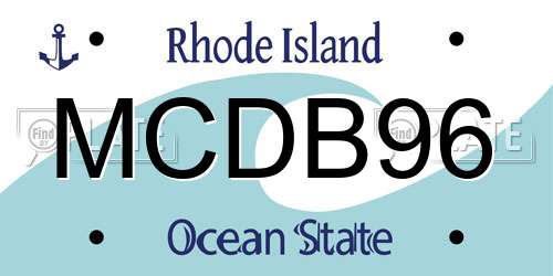 MCDB96 Rhode Island License Plate