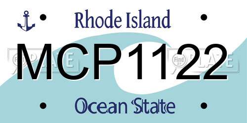 MCP1122 Rhode Island License Plate